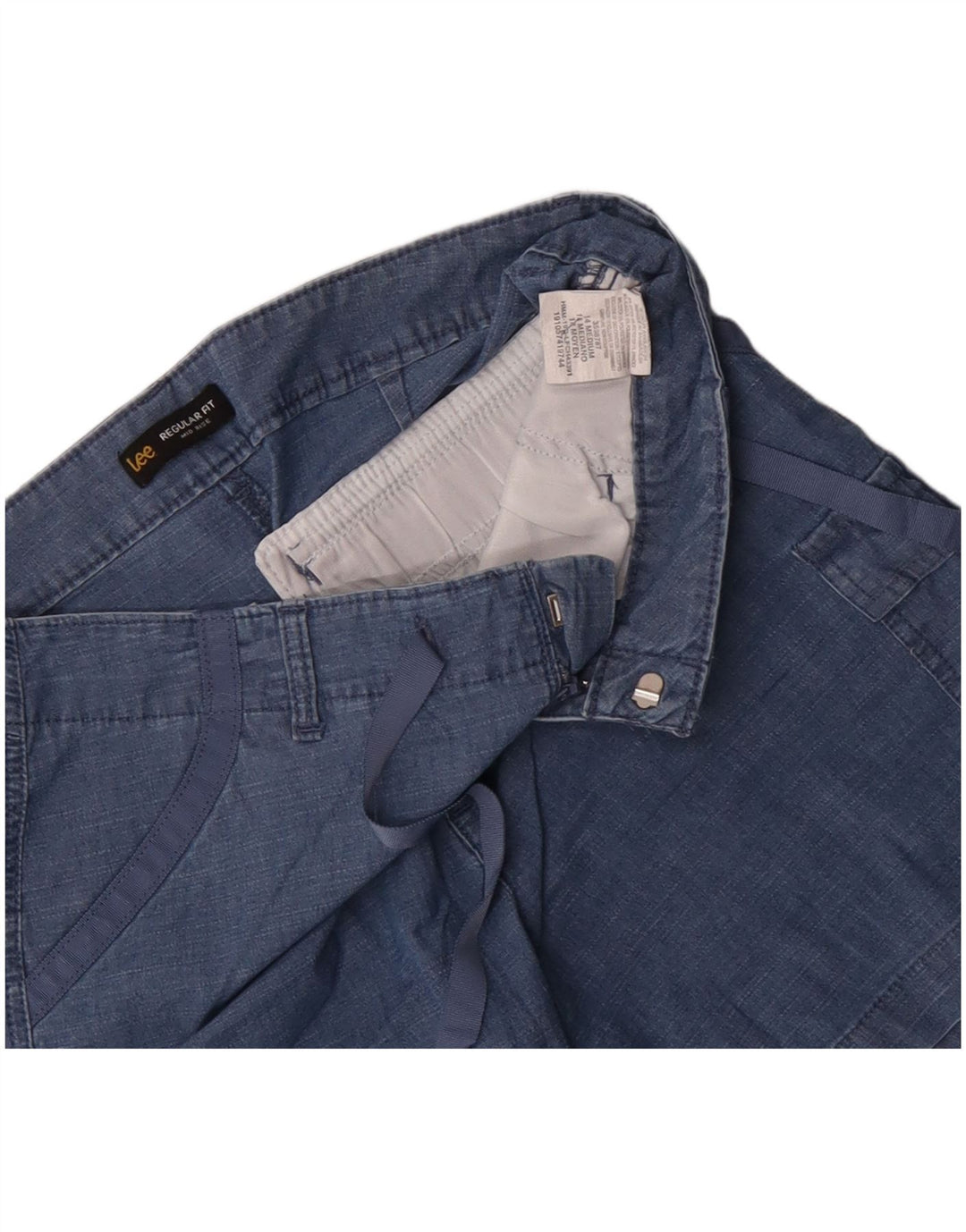 Pantaloni scurti cargo cu talie medie LEE pentru femei, cu talie normală, US 14 XL W36, bumbac albastru