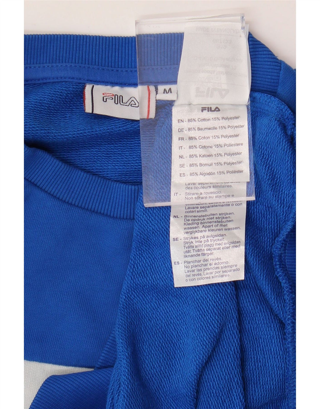 Pulover pentru bărbați FILA, cu grafică, din bumbac colorblock, albastru mediu
