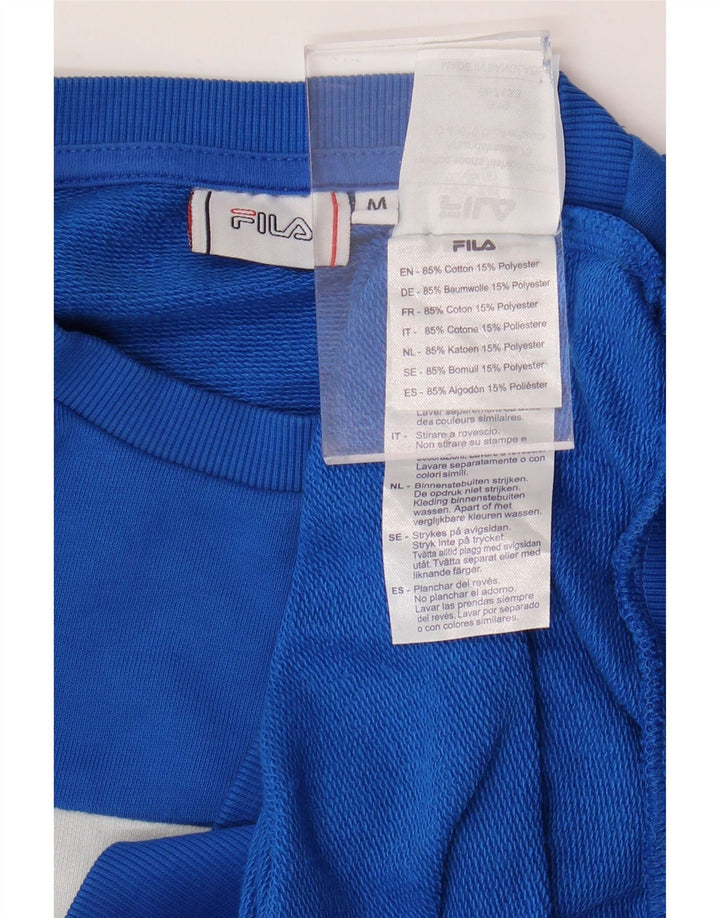 Pulover pentru bărbați FILA, cu grafică, din bumbac colorblock, albastru mediu