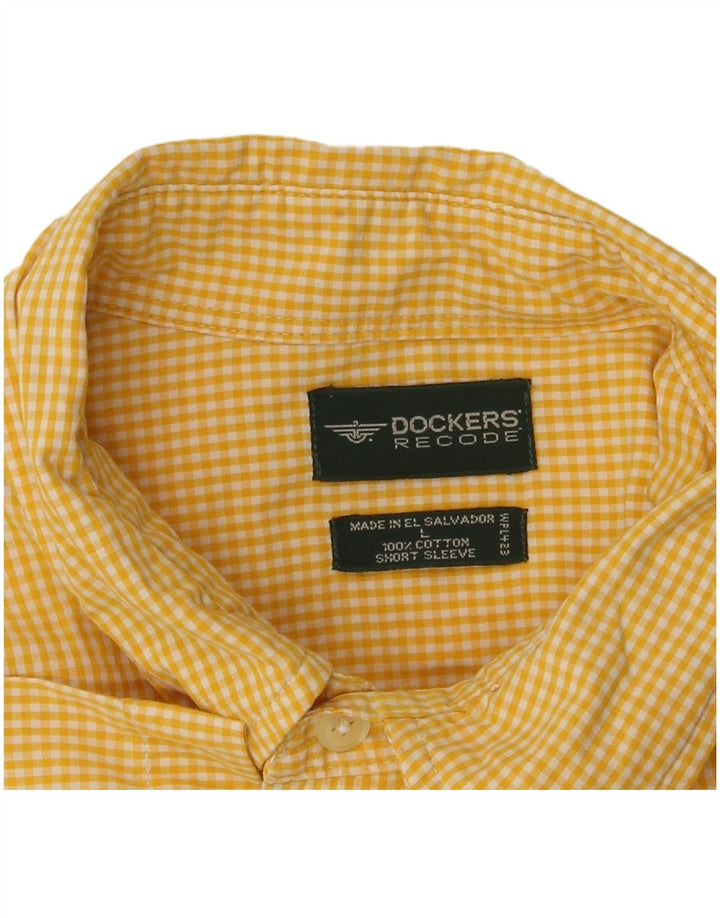 Cămașă Dockers pentru bărbați cu mânecă scurtă, galben mare, bumbac vichy