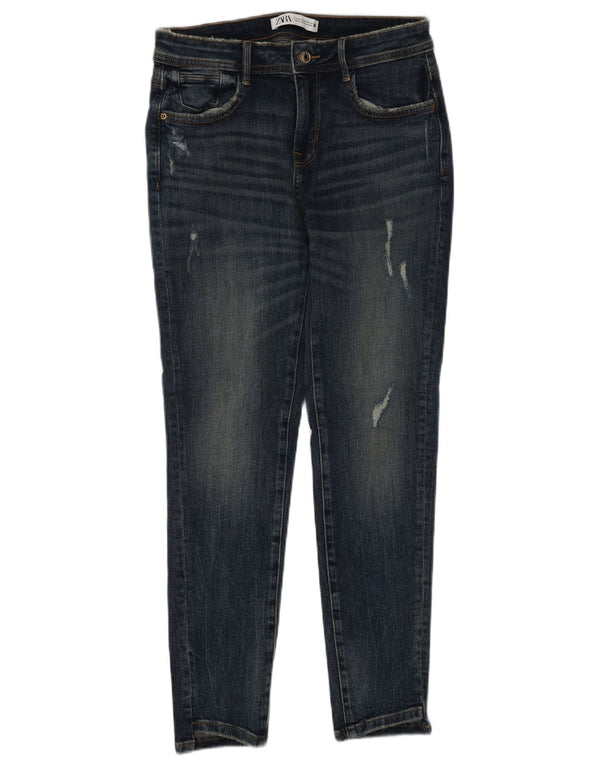 Blugi skinny distressed pentru femei Zara EU 38 Mici L28 L28 Bumbac albastru