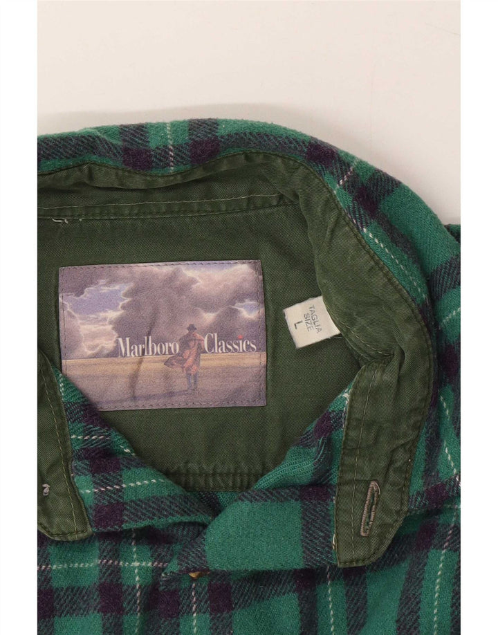 Camasă de flanel pentru bărbați Marlboro Classics, carouri mari, verde