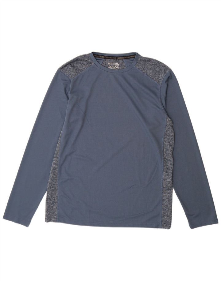 Top pentru bărbați Mountain Warehouse cu mânecă lungă, albastru mediu, poliester color bloc