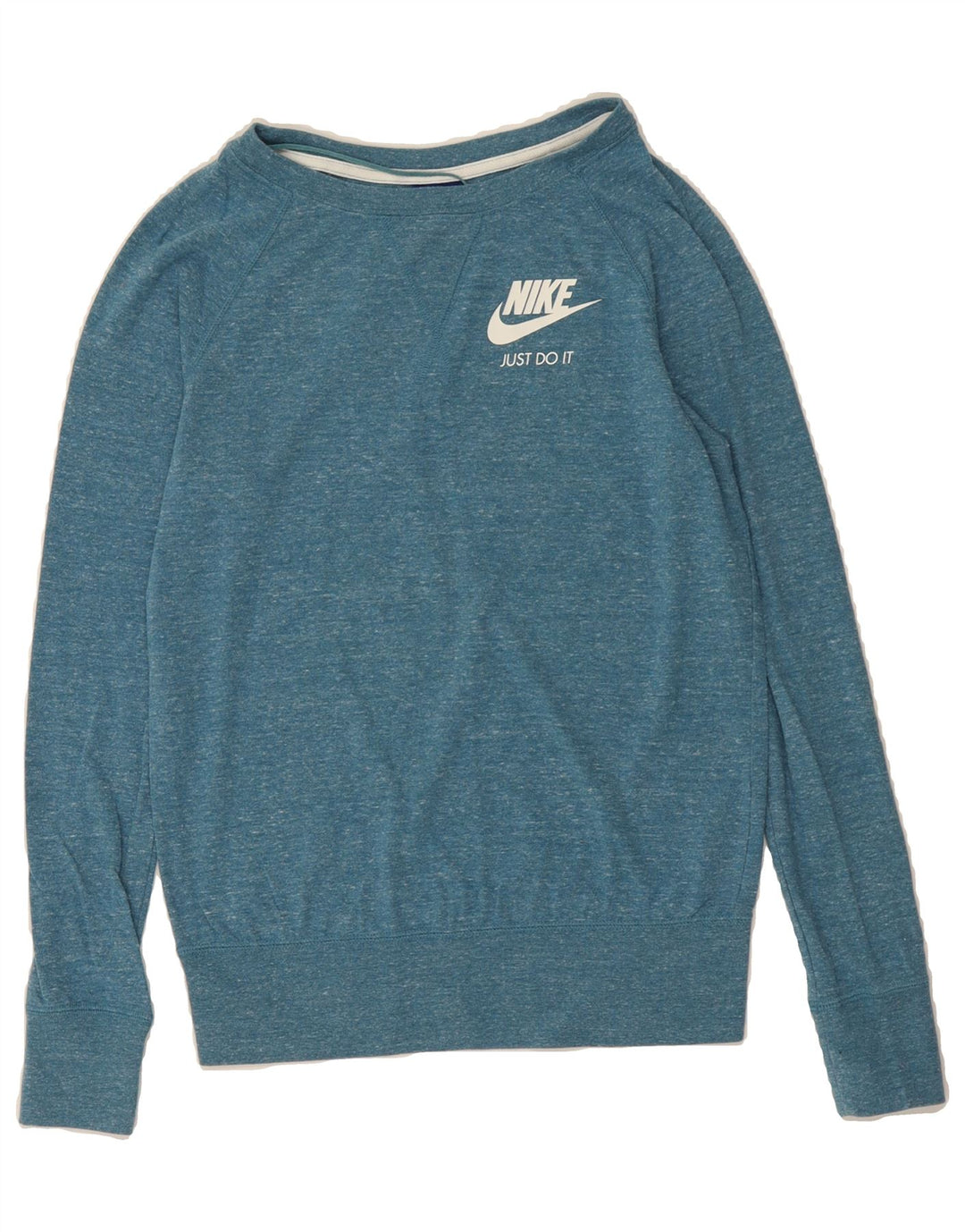 NIKE Womens Sweatshirt Jumper UK 10 Small Blue Flecked Vintage Nike and Second-Hand Nike from Messina Hembry 