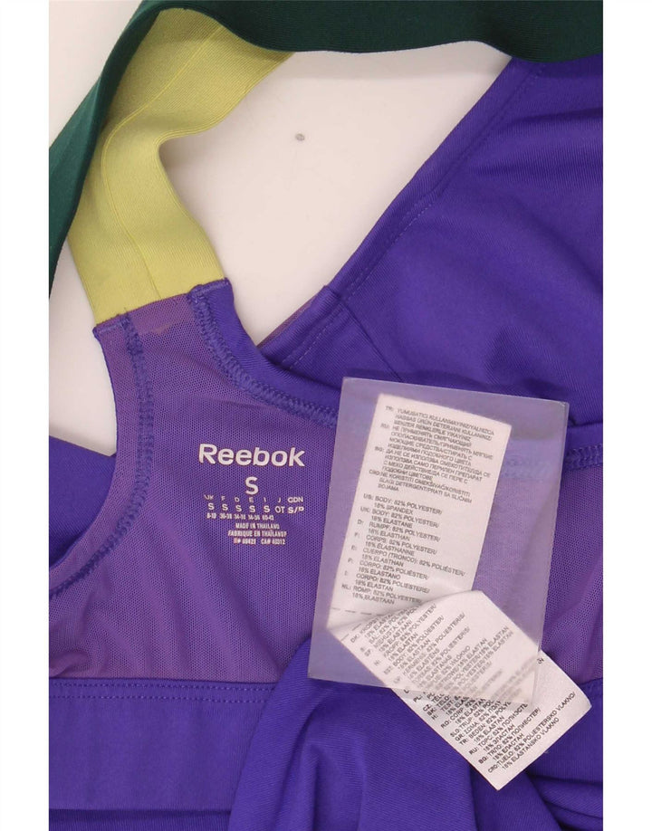 Vest Top pentru femei Reebok UK 8/10 Small Purple Colorblock Poliester