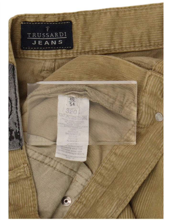 TRUSSARDI Pantaloni drepti bărbați din velur IT 54 2XL W40 L32 Kaki Bumbac