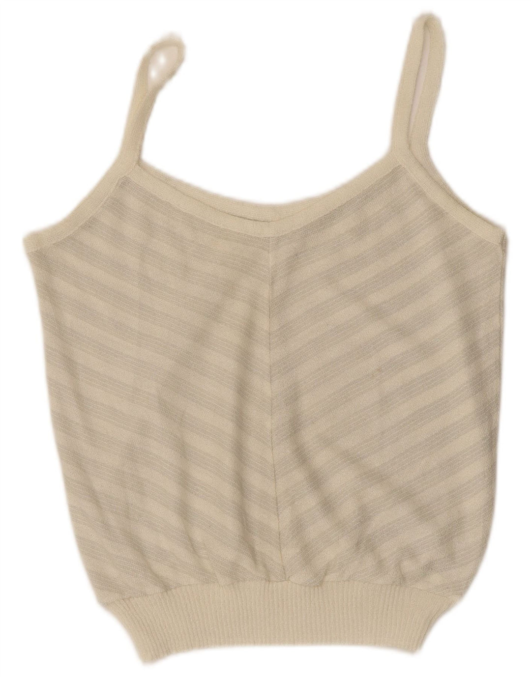 VINTAGE Cami Top pentru femei UK 14 Medium White Chevron