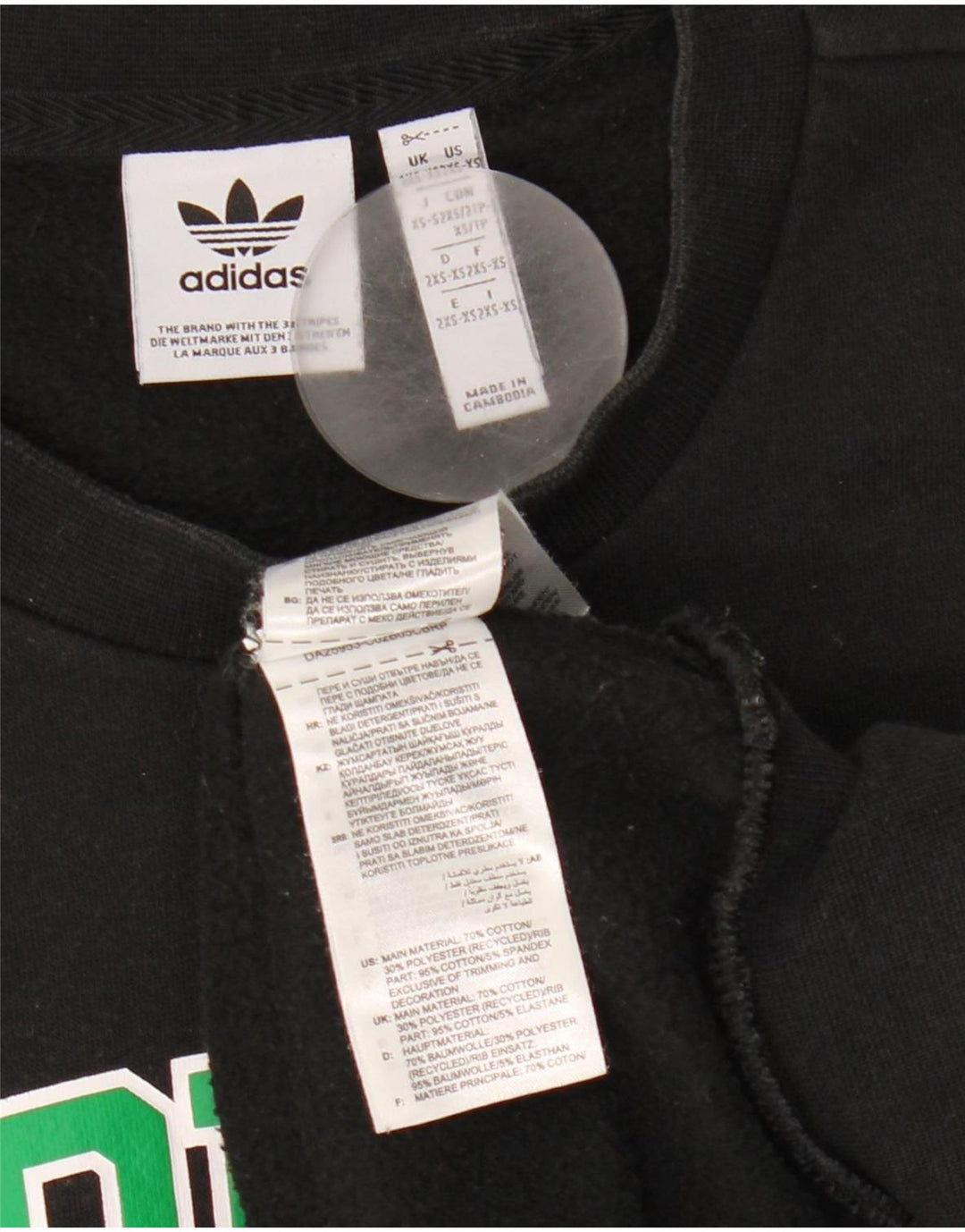Pulover Adidas pentru bărbați grafic supradimensionat 2XS bumbac negru