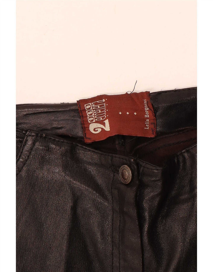Pantaloni din piele vintage pentru femei L28 L30 negru