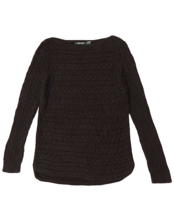 Ralph Lauren Womens Boat Neck Jumper Sweater UK 18 XL Black Cotton
