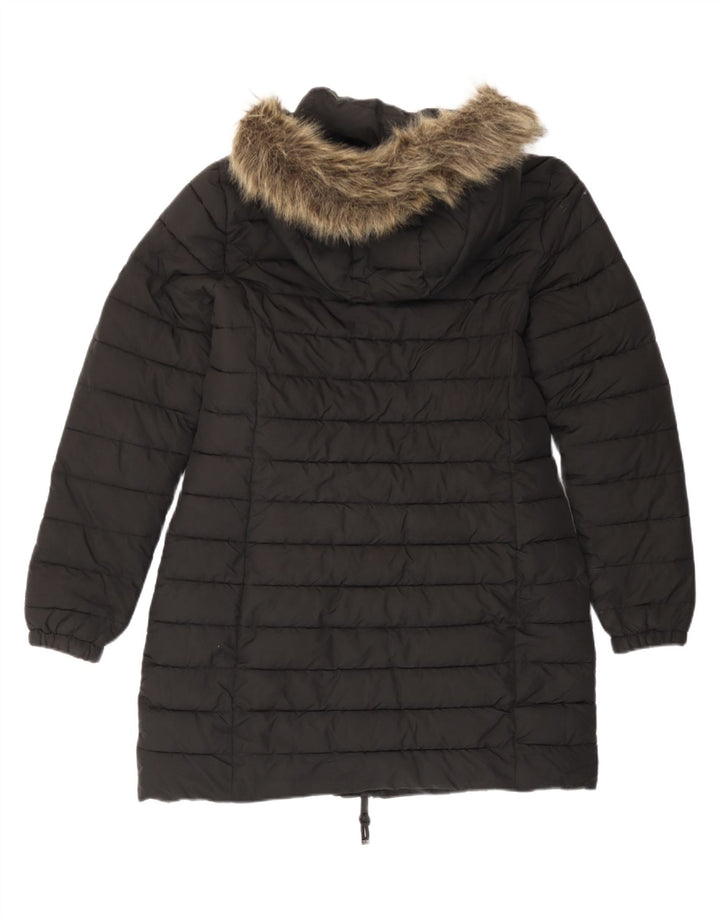 Jachetă căptușită cu glugă Superdry pentru femei UK 12 Poliester mediu negru
