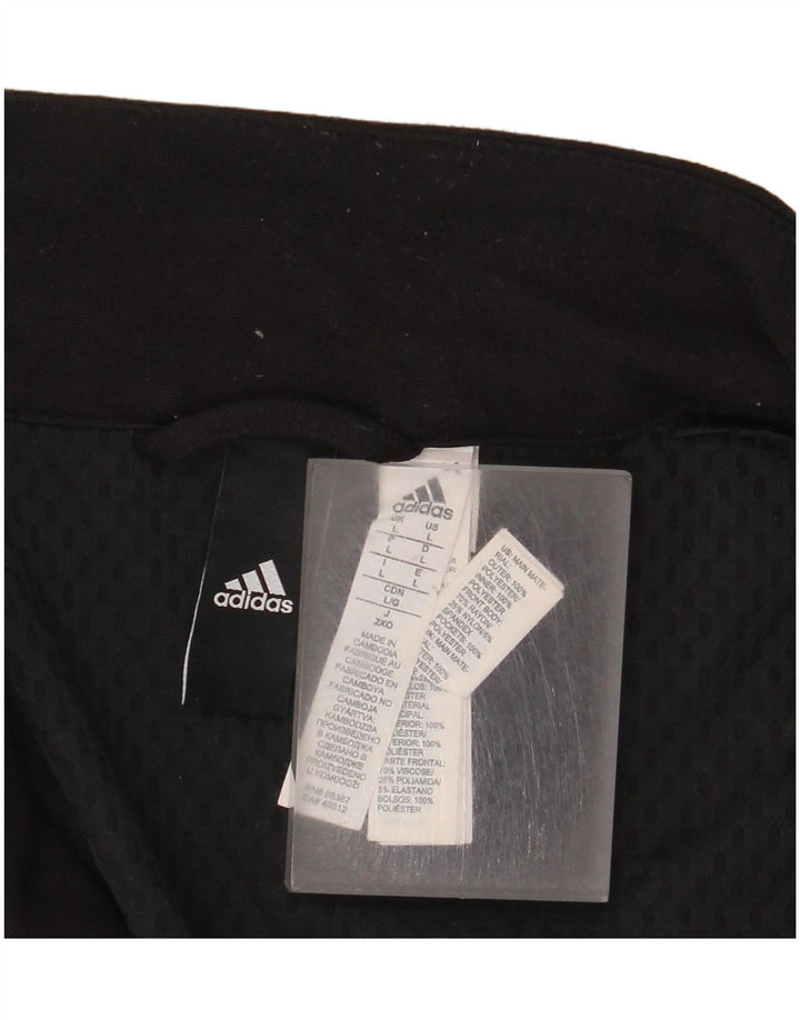 Pantalon de trening Adidas pentru bărbați, cu fermoar și gât, din poliester negru