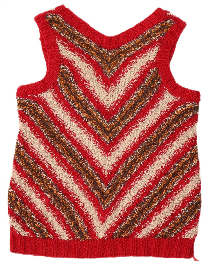 VINTAGE Femei Vest Tank Top UK 14 Medium Red Chevron