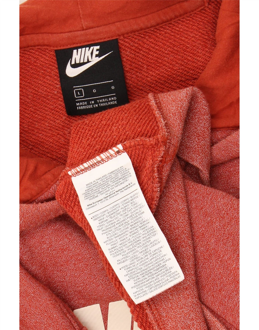 NIKE Mens Graphic Hoodie Jumper Large Orange Cotton Vintage Nike and Second-Hand Nike from Messina Hembry 