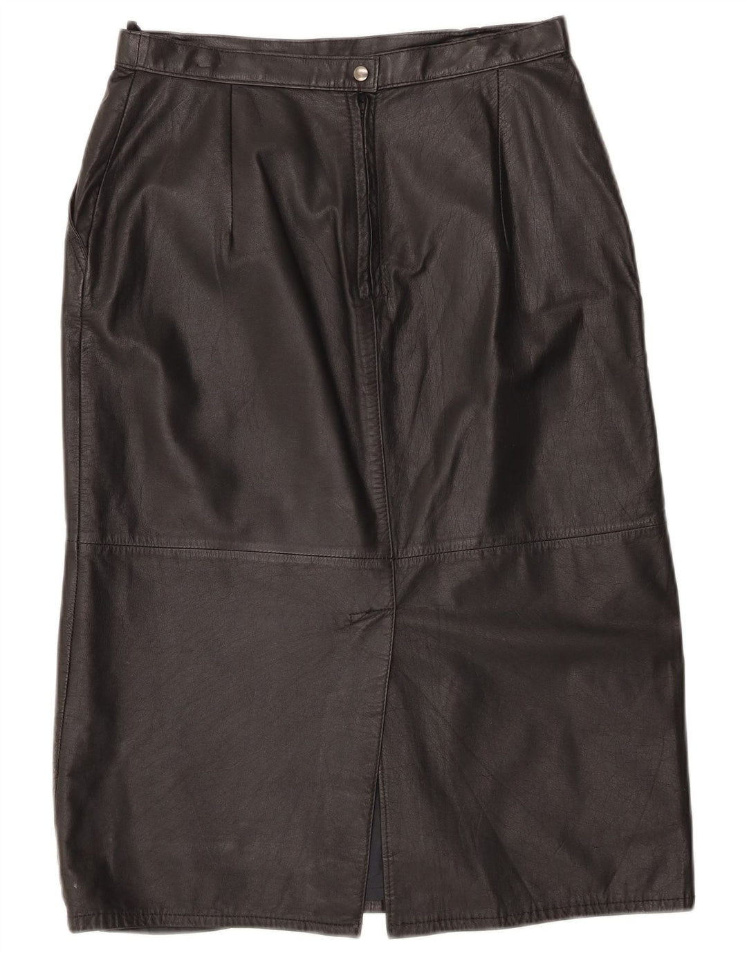 Fusta de piele vintage pentru femei cu talie înaltă UK 16 Large W30 Black