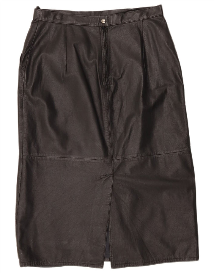 Fusta de piele vintage pentru femei cu talie înaltă UK 16 Large W30 Black