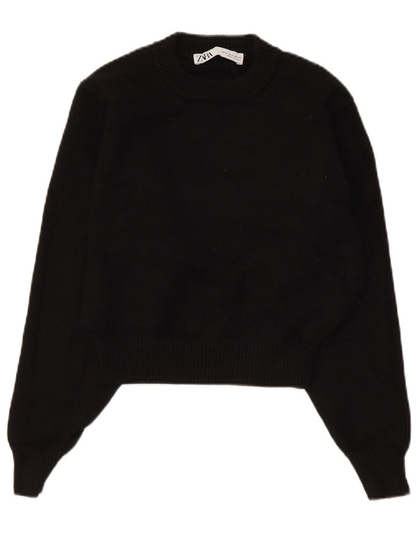 Pulover pentru damă Zara Crop Crew Deck Pulover UK 10 Mic Negru Viscoză