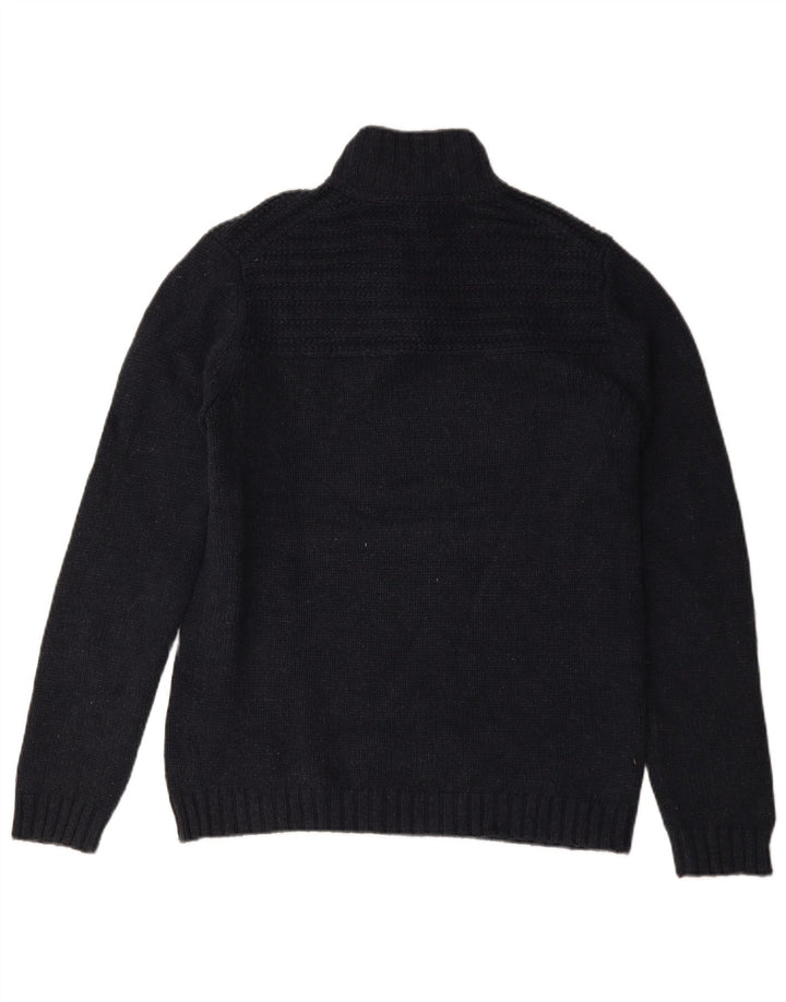 Pulover pentru bărbați Ted Baker cu gât cu nasturi, mărime 3, bumbac, albastru bleumarin mediu