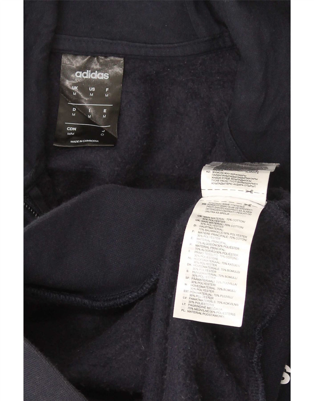 Pulover Adidas pentru bărbați, cu fermoar, bumbac, albastru, mediu