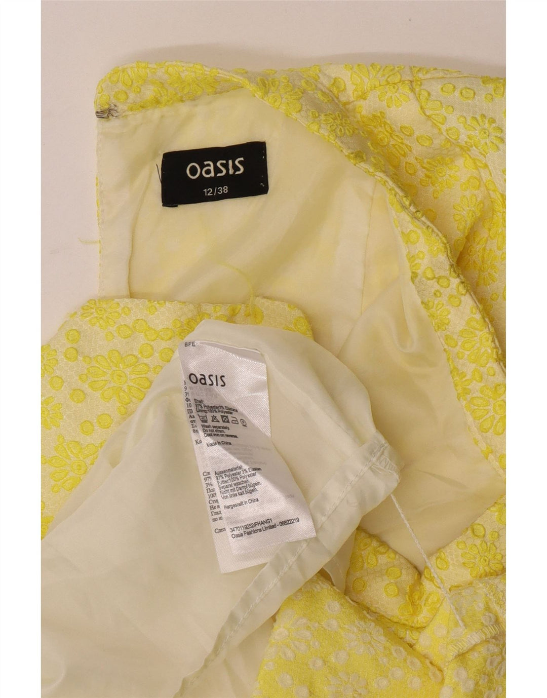 Rochie Oasis pentru femei fără mâneci, UK 12, poliester floral, galben mediu