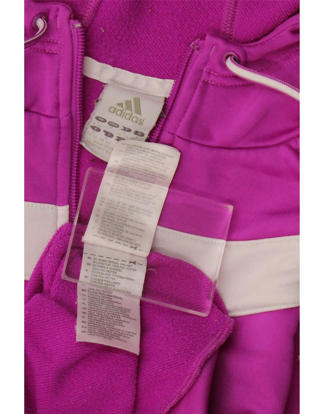 ADIDAS Womens Zip Hoodie Sweater UK 8/10 Small Purple Colourblock