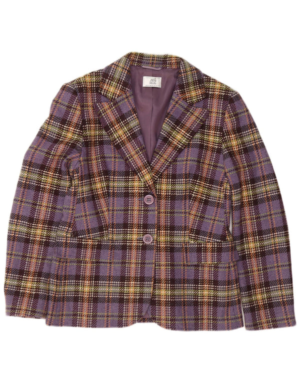 Blazer pentru femei Alba Moda, cu 2 nasturi, UK 12, lână de miel în carouri violet mediu