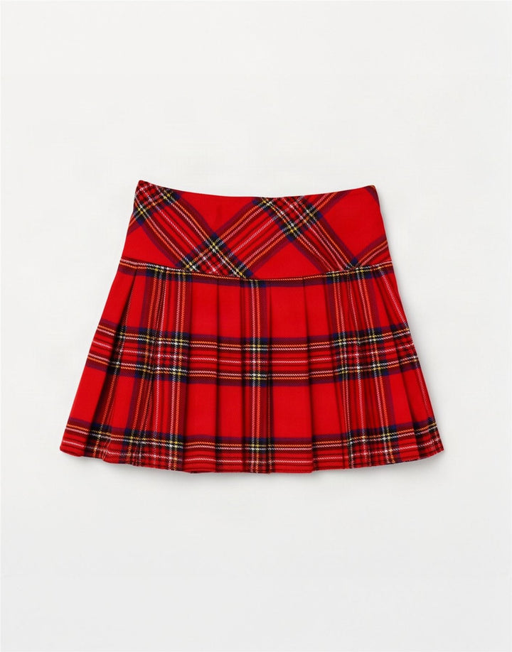 Fusta Mini Wrap Vintage pentru femei EU 36 Small W32 Red Plaid Acrylic