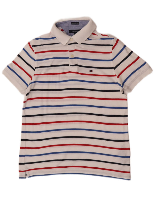 Tricou polo Tommy Hilfiger pentru bărbați, cu formă regulată, XS, cu sigla din bumbac cu dungi albe