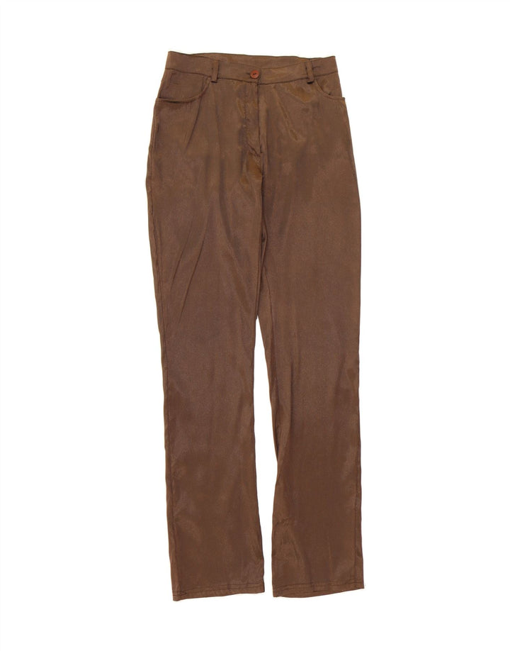 SASCH Womens Straight Casual Trousers UK 12 Medium W27 L33 Brown Polyester Vintage Sasch and Second-Hand Sasch from Messina Hembry 
