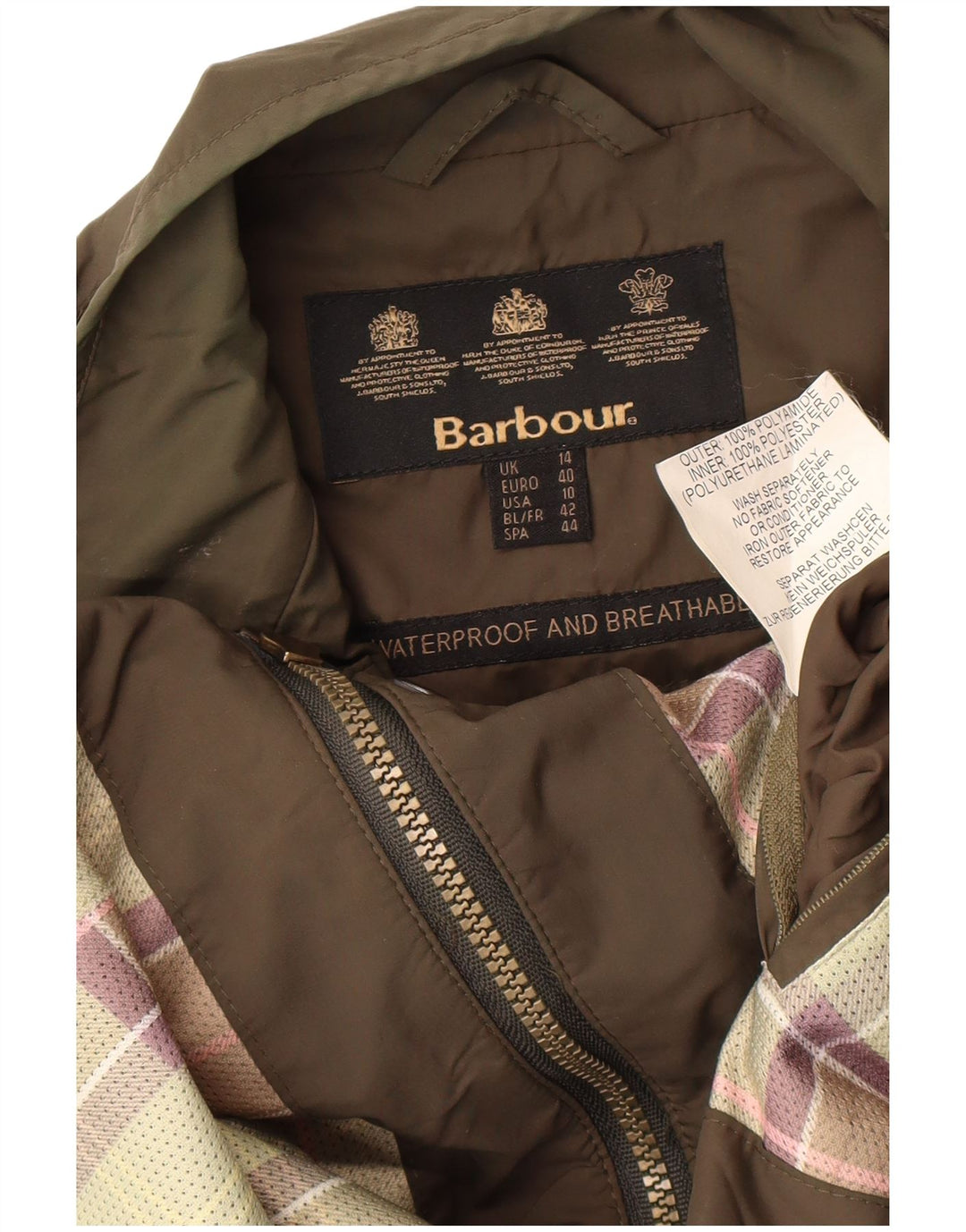 Jachetă Barbour pentru femei UK 14, mare, kaki, poliamidă