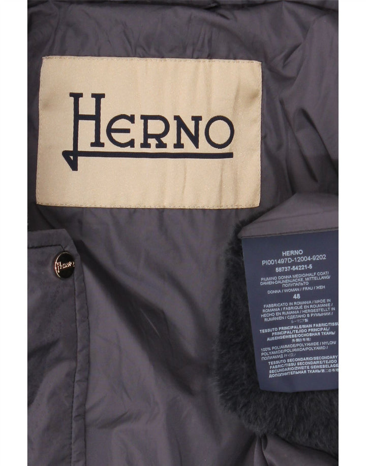 Palton căptușit cu glugă supradimensionat pentru femei Herno IT 48 XL poliamidă gri