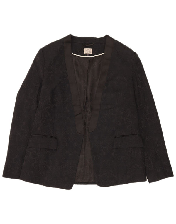 Marks & Spencer Jachetă Blazer pentru femei UK 14 Medium Black Paisley Bumbac