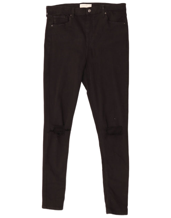 Topshop Blugi skinny distressed Jamie pentru femei W34 L32 Poliester negru