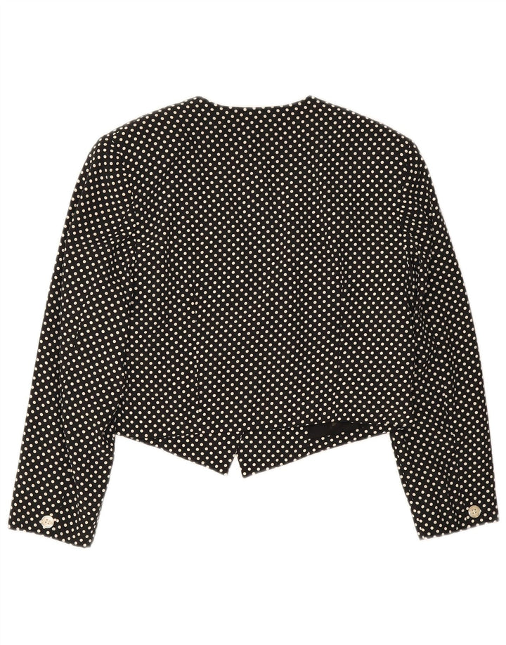 BETTY BARCLAY Womens Crop Blazer Jacket UK 12 Medium Black Polka Dot