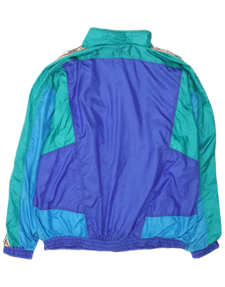 Trening complet pentru bărbați vintage cu grafică, mare, albastru, poliamidă color bloc