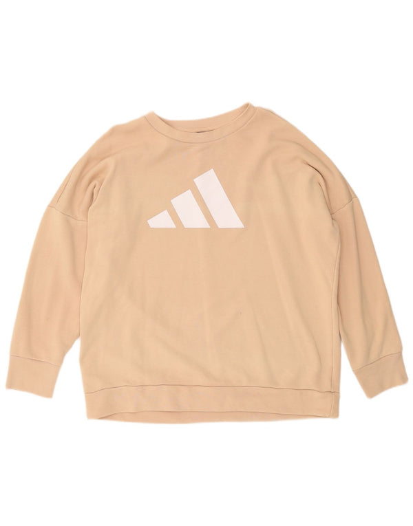 Pulover adidas pentru femei grafic supradimensionat UK 12/14 Bej mediu