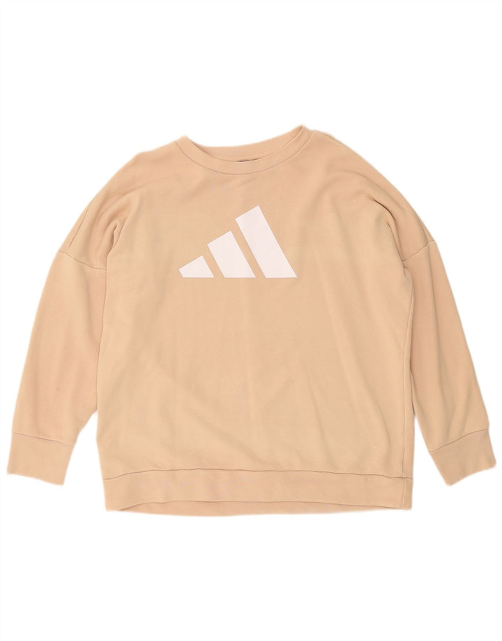 Pulover adidas pentru femei grafic supradimensionat UK 12/14 Bej mediu