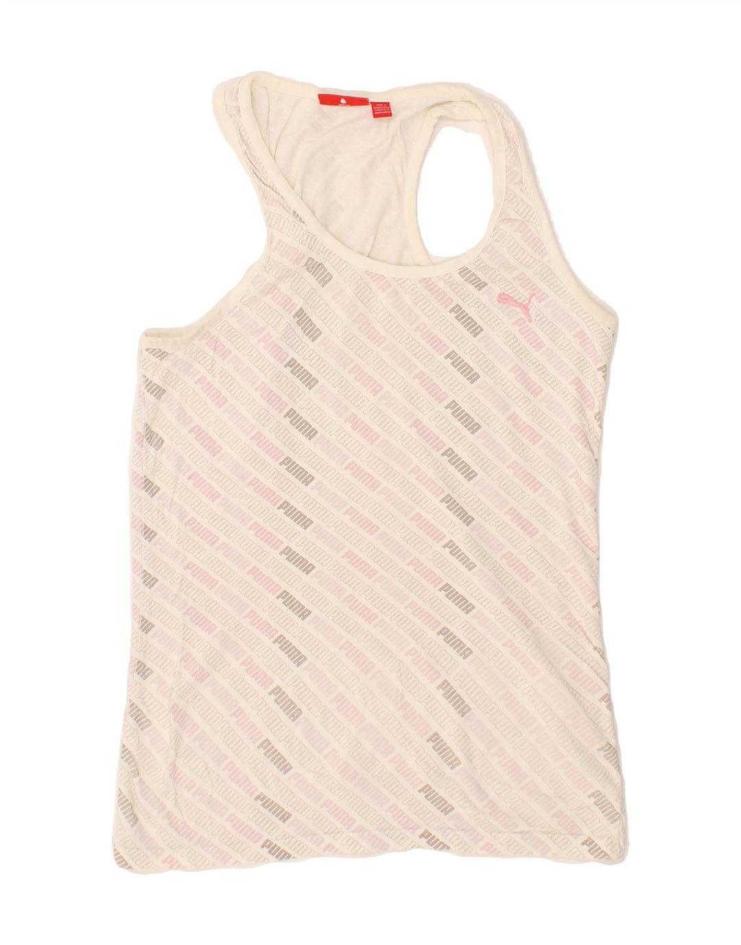 PUMA Womens Graphic Vest Top UK 12 Medium White Cotton Vintage Puma and Second-Hand Puma from Messina Hembry 