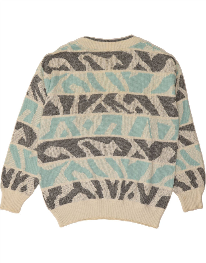 ANGELO LITRICO Mens V-Neck Jumper Sweater IT 48/50 Medium Blue Striped Vintage Angelo Litrico and Second-Hand Angelo Litrico from Messina Hembry 