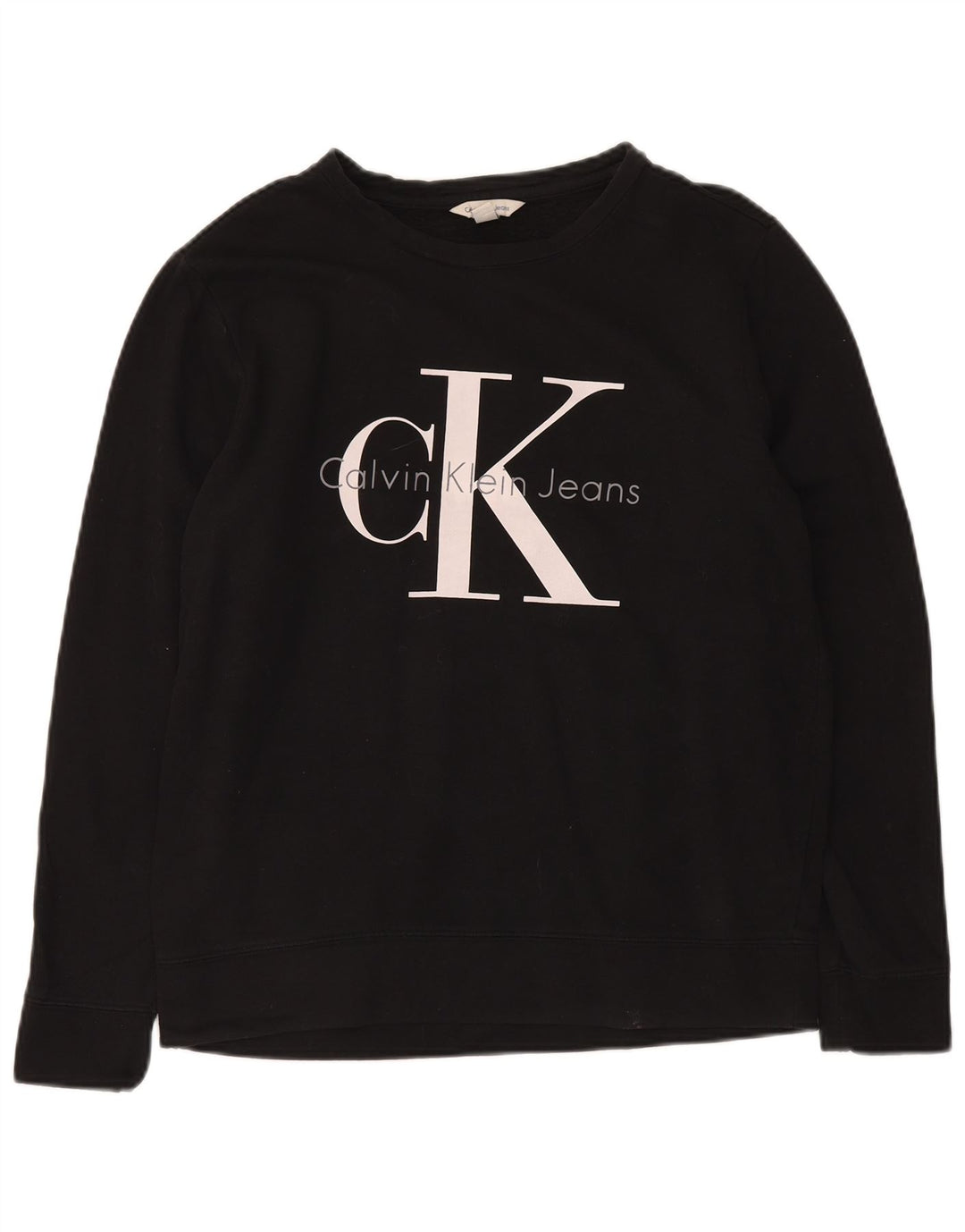 CALVIN KLEIN JEANS Hanorac grafic pentru bărbați Pulover mic, negru, bumbac