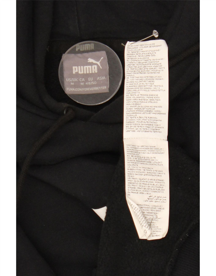 Pulover PUMA pentru bărbați cu glugă grafică, bumbac mediu negru