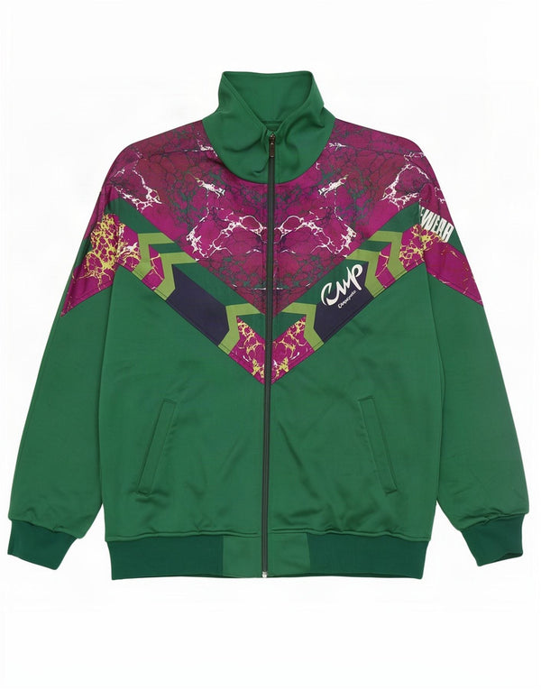 F.LLI Campagnolo Mens Trening Top Jacket IT 50 Medium Green Colorblock