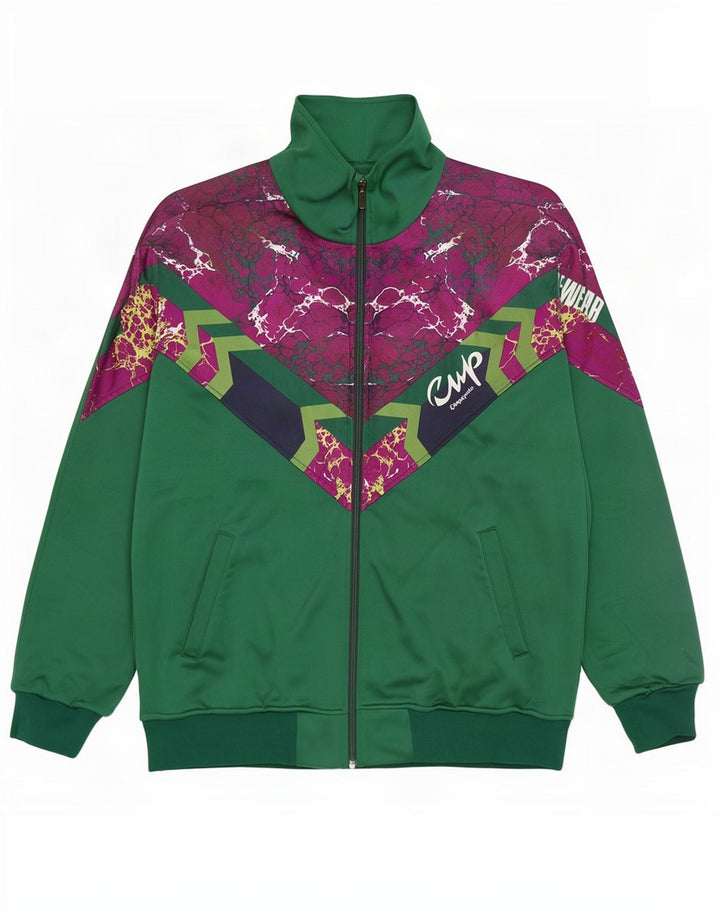 F.LLI Campagnolo Mens Trening Top Jacket IT 50 Medium Green Colorblock