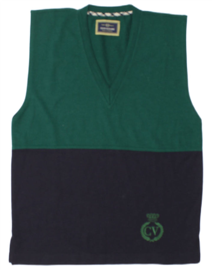 Club Voltaire Mens Vest Tank Top Lână color bloc verde mediu