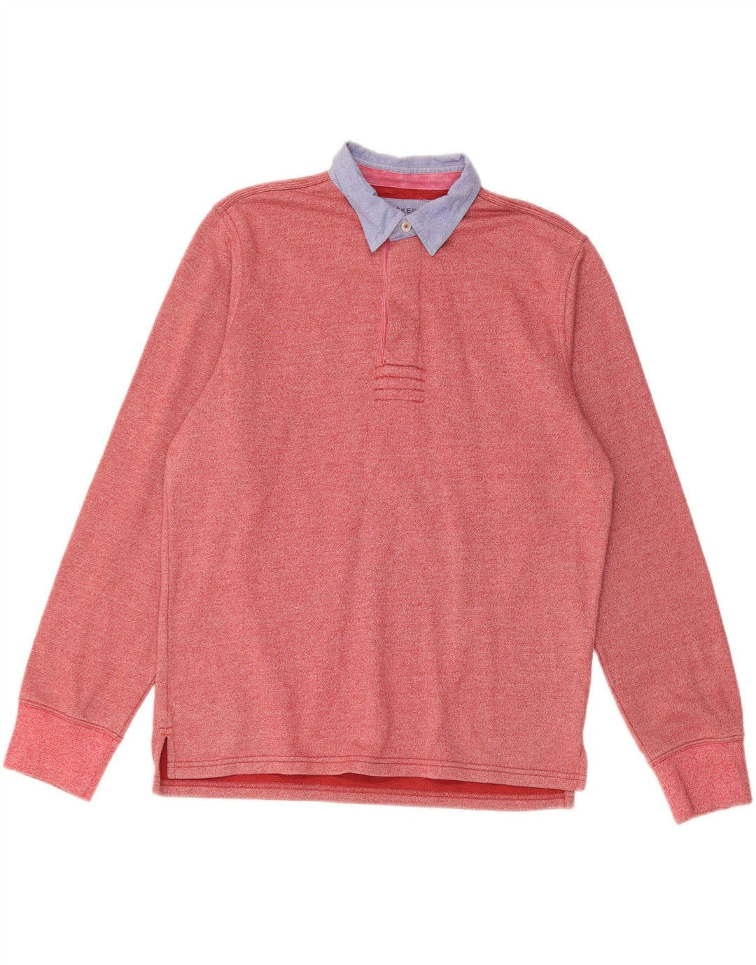 DOCKERS Mens Long Sleeve Rugby Polo Shirt Medium Red Cotton