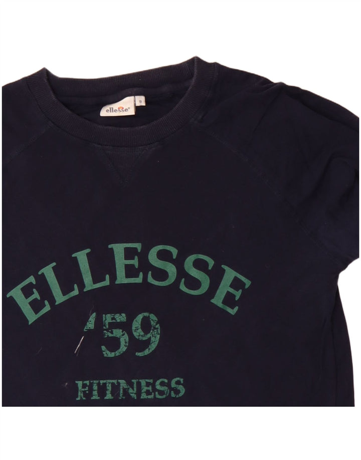 ELLESSE Top grafic pentru bărbați cu mânecă lungă din bumbac, albastru bleumarin