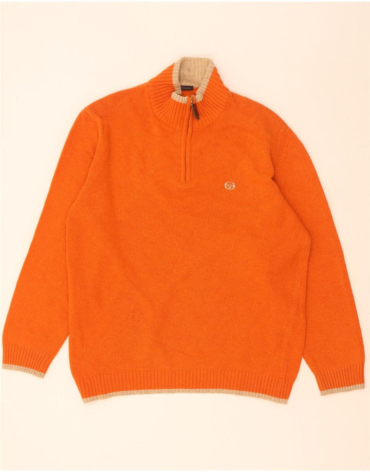 Sergio Tacchini Pulover pentru bărbați cu fermoar și gât, XL, lână portocalie