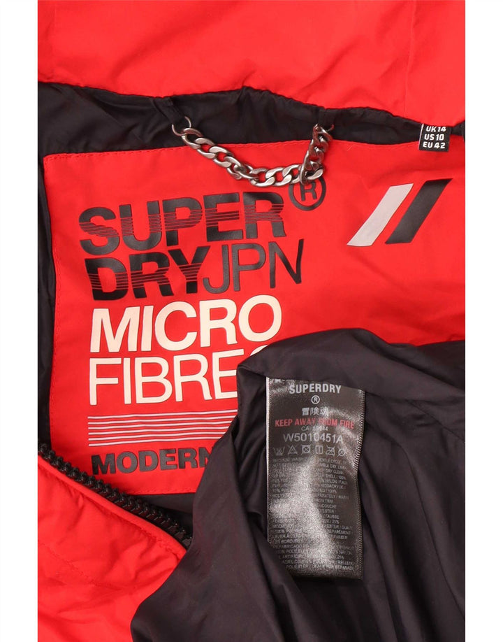 Palton căptușit cu glugă Superdry pentru femei UK 14 Poliester roșu mare