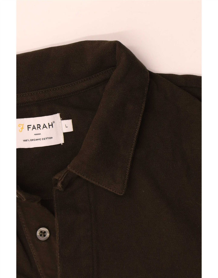 Tricou polo cu mânecă lungă pentru bărbați Farah, bumbac kaki mare