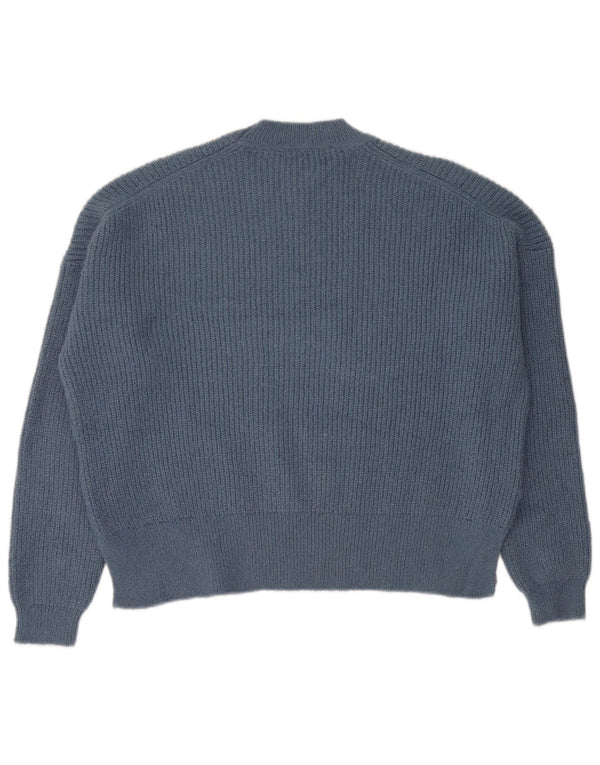 Pulover supradimensionat pentru femei Zara, cu decolteu triplu, UK 10 Mic, albastru acrilic
